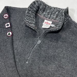 The Disney Store Sweater Womens Dark Gray 1/4 Zip Winnie The Pooh‎ Fleece Medium